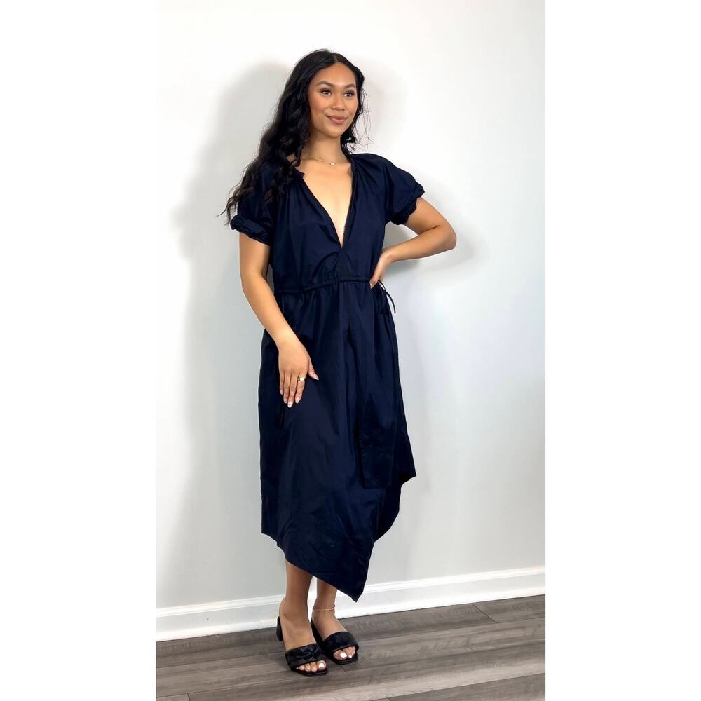 A.L.C. Odin Dress‎ in Maritime Navy Blue Size 4 Poplin Midi Asymmetric Cotton